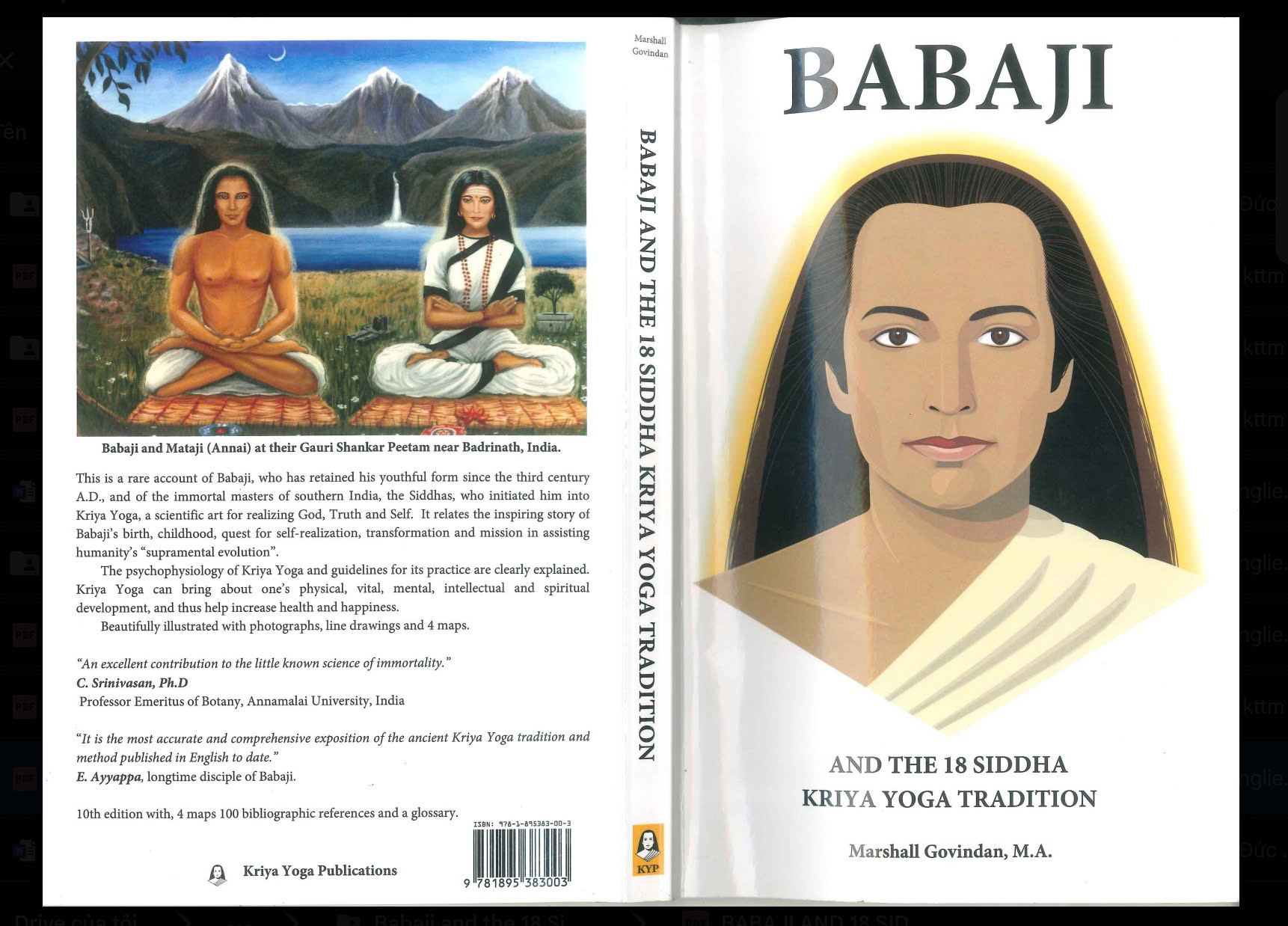 Bìa sách Babaji và 18 vị thầy Siddha truyền thống Kriya Yoga — Marshall Govindan — MAHA Master dịch